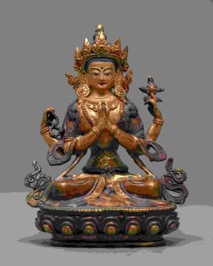 Handcarved Chenresig Statue | Handmade Statue Outdoor | Buddhist Zen Space Decor | VIntage Art & Collectibles | Nepal Buddha Statue